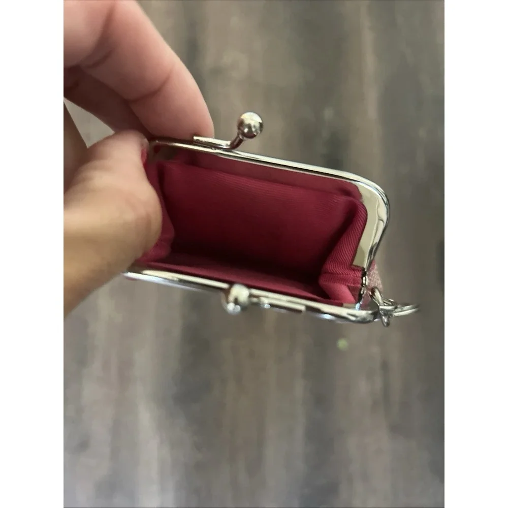 Vintage‎ Coach Ltd Ed Optic Mini Pink Kisslock Signature Coin Purse Rare SO CUTE
